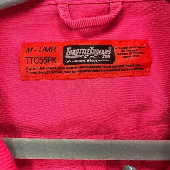 Throttle Threads Pink Chrome Chix Garage Race Jacket sz M - Picture 4 of 6